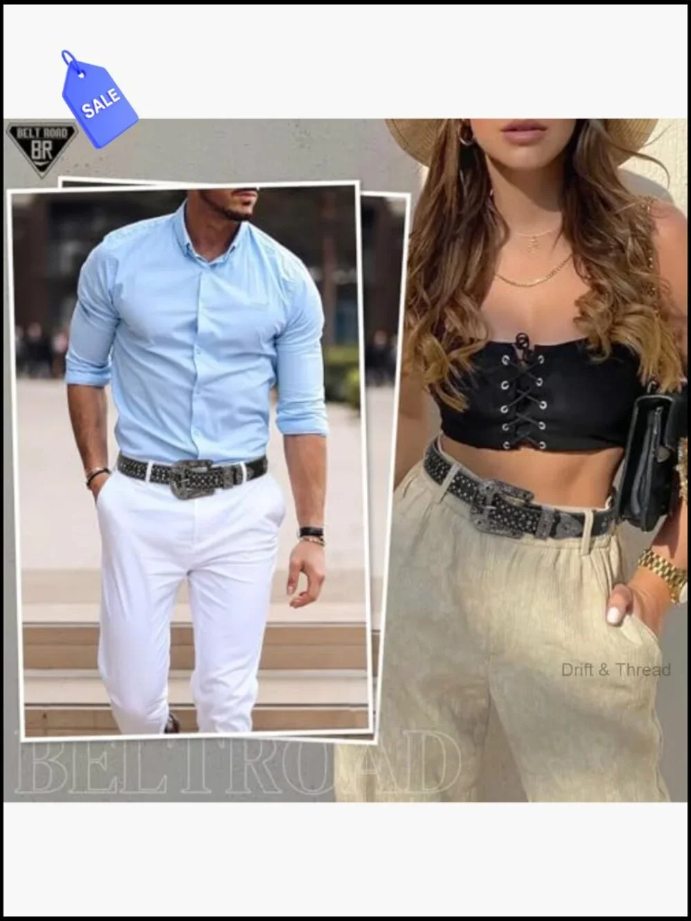 Rhinestone Western Cowboy Belt with Sparkling Bling, Detachable Buckle